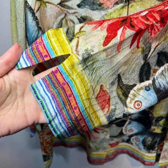 Citron Santa Monica Chrysanthemum Butterfly Silk Blend Button Up Blouse Shirt XL - Picture 7 of 14